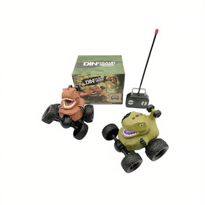Dinosaur Remote Control Toy T-Rex Dump Truck Green And Brown Plastic Electric With Remote Controller - Product Image 1