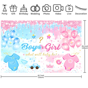 Sfondo Fotografico per Rivelazione del Sesso del Bambino, Palloncini Rosa e Blu per Baby Shower, Cosa Sarà il Sesso del Bambino? - Product Image 6