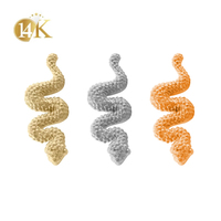 Calendo nuevo 14K oro sólido serpiente extremo sin rosca con pasador de acero inoxidable Conch Daith Piercing pendiente Top Piercing joyería
