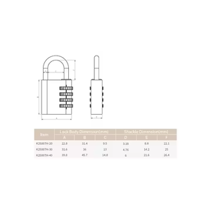 Cerraduras de Seguridad Degol Silver Modern Luggage, Puertas de Acero, Vigas de Bloqueo de Acero Inoxidable y Latón Sólido, Candados Digitales Resistentes al Óxido, Modelo GS0303 - Product Image 3