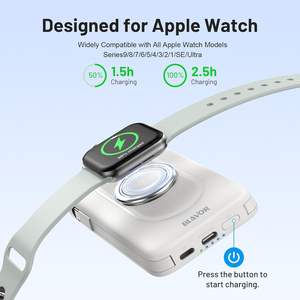 Banco de Energía Magnético Inalámbrico de 10000 mAh con PD20W, Cargador Portátil de 15W con Cables Integrados para <span class=keywords><strong>iPhone</strong></span>/iWatch, <span class=keywords><strong>Batería</strong></span> de Polímero de Litio para Uso Diario - Product Image 3