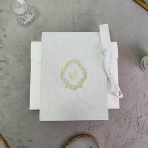 Vintage Dark Green Velvet Box Personalized Photo Wedding Invitation Box Save the Date QR Code Caja De Terciopelo Invitación Boda - Product Image 5