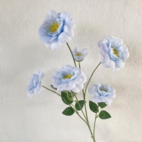 Fleur de pivoine artificielle bleue en soie, branche d'arrangement floral, pour cérémonie de mariage, décoration intérieure, accessoire de photographie