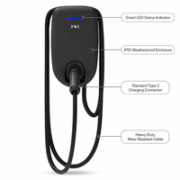 Nouvelle borne de recharge pour véhicules électriques 7 kW AC 32A RFID IP55 Type 2, pour maison, garage, extérieur, montage mural, certifiée CE