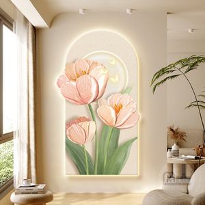 Lampe murale LED décorative pour la maison, peinture sur toile avec cadre floral, idéale pour le salon, crée un magnifique fond. - Product Image 3