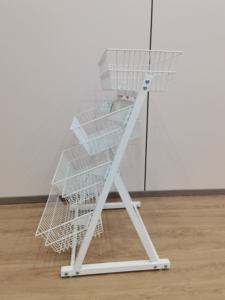 Multi-Layer Supermarket Fruit Vegetable Display Rack Mobile Floor Standing 4-Tier <b>Basket</b> Storage <b>Shelf</b> Unit - Product Image 6