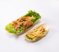5 inch wegwerp populierenhouten bootvormig bordje, voordelig budget dienblad voor snacks, fruit, desserts, geschikt voor feesten, catering en restaurants