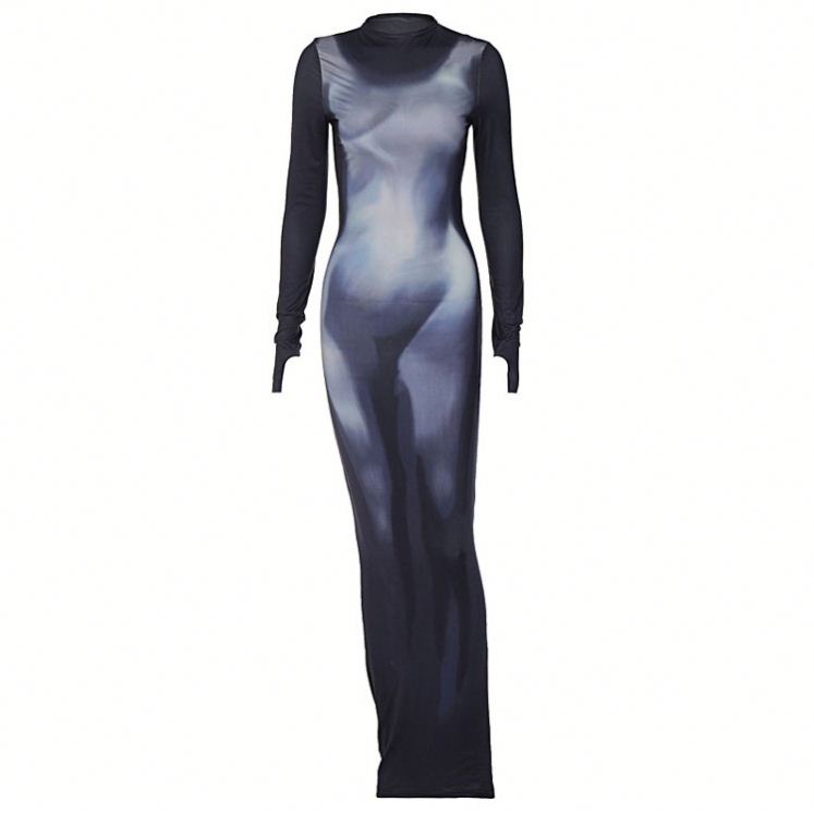 women's blue long sleeve dress Embellished Wrap Over A-Line Mini Dress in Dark Blue - 2 main image 0