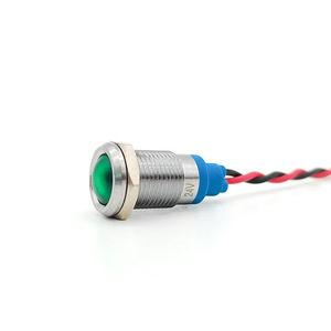 10mm mạ vòng đầu màu xanh lá cây dẫn chỉ số ánh sáng IP65 không thấm nước thép không gỉ nhà bếp tín hiệu đèn 12V Điện áp sáng - Product Image 1
