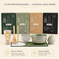 Ensemble de thé matcha japonais en bambou personnalisé avec logo, fouet, cuillère, bol à matcha, support en céramique, fouet à matcha fait à la main, kit