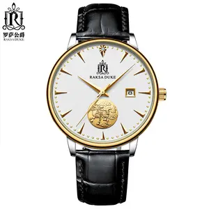 RAKSA DUKE T898 Top nouvelle montre populaire en direct vrai diamant Kirin mode montre pour hommes montre en cuir Ultra mince automatique montre mécanique