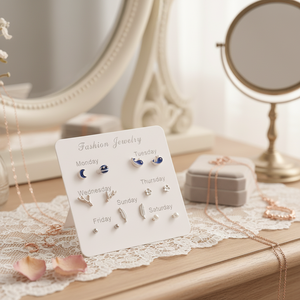 Orecchini in Stile Coreano con Luna e Rosa Dorata, Set di Gioielli Eleganti e di Tendenza per Donne e Ragazze, Ideali come Gioielli da Sposa o Regalo - Product Image 3