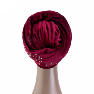 Top moda invierno terciopelo <span class=keywords><strong>mujer</strong></span> señora adultos <span class=keywords><strong>africano</strong></span> musulmán turbante sombreros - Product Image 5