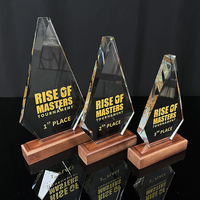 Trophée en cristal personnalisé populaire avec base en bois pour les récompenses d'assurance et les cadeaux de bienvenue Graphiques imprimés UV pour les salons professionnels