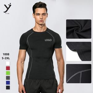 Camiseta Deportiva de Manga Corta para Hombre, Ajustada, para Entrenamiento, Elástica, Transpirable, de Secado Rápido, Compresión - Product Image 2