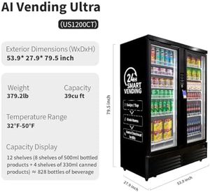 Distributeur automatique réfrigéré intelligent à double porte HAHA Factory, avec affichage, système POS/NFC, capacité de 864 bouteilles, 1200 ultra - Product Image 2