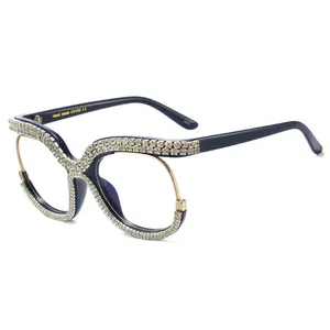 Monturas Opticas 2022 Bling Optische Brillen Optische Strass Nieuw Design Anti Blauw Licht Bril Brillen Vrouwen