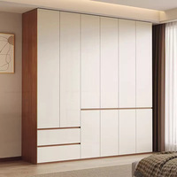 Armoire en mélamine personnalisable, vente directe d'usine, pour vêtements, avec porte en verre, éclairage LED, placards pour la