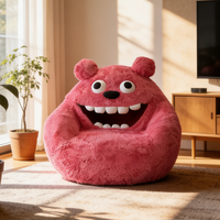 Fauteuil pouf géant en forme de monstre rose, en peluche moelleuse, canapé paresseux, siège de sol, pouf créatif surdimensionné, animal en peluche, décoration de chambre d'enfant, cadeau