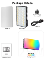 K25 Mini Lampe Vidéo Portable de Poche 3300mAh 25W 9000K 7.4V RVB Pleine Couleur CRI 95 6400