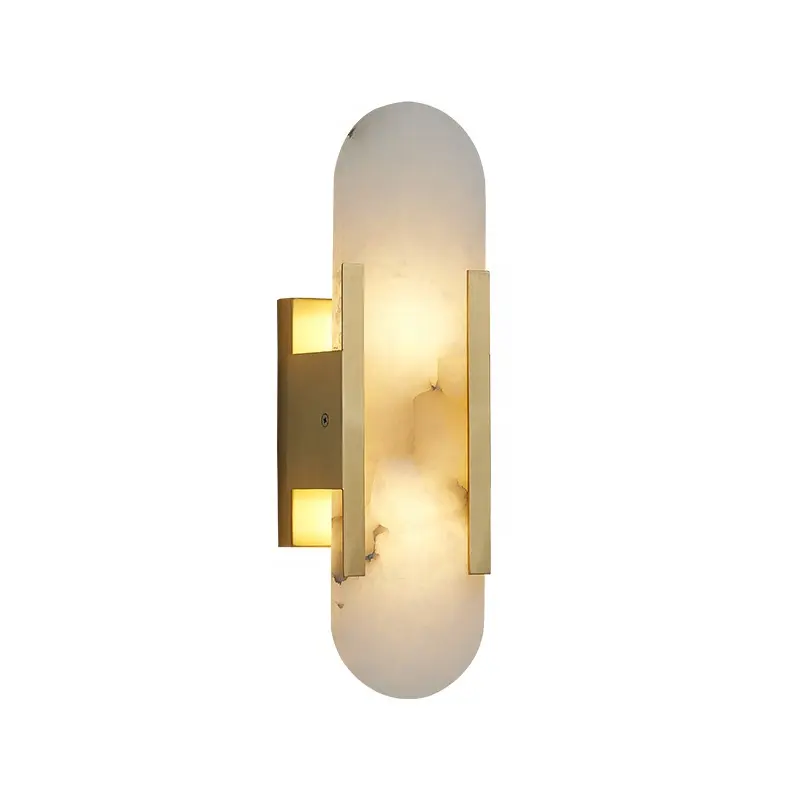Luxury modern marble brass gold led wall mounted sconces lamps indoor creative hotel decorative reading night wall light