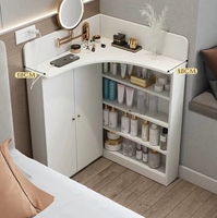 Bureau de maquillage d'angle ultra-fin de 18 cm, petite table de maquillage murale intégrée moderne et minimaliste pour chambre à coucher.