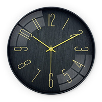 Horloge murale en quartz imitation bois kaki de 12 pouces, moderne, à aiguille unique, silencieuse, décoration, salon, style antique, verre mural
