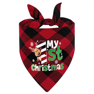Yisi Christmas Pet Triangular Bandana Plaid Dog Cat Bib Printed Scarf Winter Holiday Costume - Product Image 5
