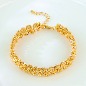Hot Selling Fashion <b>Bracelet</b> Jewelry 21k Gold Plated Beads Bridal Wedding <b>Adjustable</b> <b>Bracelets</b> for Women Event Party - Product Image 4