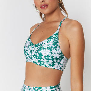 Personnalisé 2022 été Sexy dos nu femmes licou formation soutien-gorge Allover fleurs imprimer sport soutien-gorge - Product Image 3