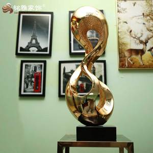 Décoration d'intérieur nautique antique, sculptures en résine personnalisées, arts abstraits, électroplatées or rose et argent - Product Image 2