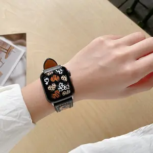 Lona couro impressão pulseira relógio inteligente para Apple iWatch Band