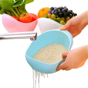 Container 2-In-1 Plastic Rice Washer Strainers and Colanders Plastic Washing Bowl for Rice,Vegetables and Fruits