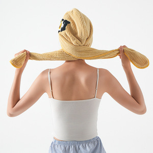 Asciugamano per capelli da donna in velluto corallo ad asciugatura rapida con fessura per capelli avvolgente in microfibra asciugamano per capelli ricci - Product Image 2