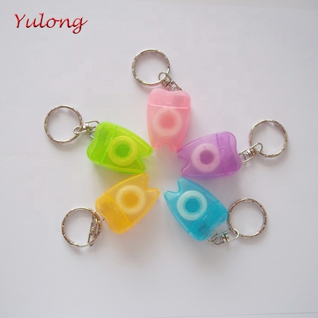 Tooth Shape  Dentist Gift Dental Product Keychain Dental Floss Mint Flavor for Oral Cleaning