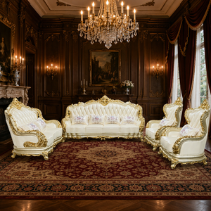 Sofá Grande de Cuero Estilo Italiano para Villa de Lujo, Muebles de Sala de Estar de Madera Sólida con Diseño Moderno y Sencillo - Product Image 6