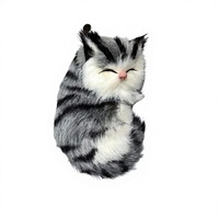 Peluche réaliste chaton en fausse fourrure douce, figurine de chat endormi, ornement décoratif mignon pour cadeau