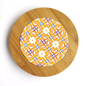 Set di 4 Sottobicchieri <span class=keywords><strong>in</strong></span> <span class=keywords><strong>Ceramica</strong></span> Rotondi Boho Ecologici Personalizzati con Design Stampato, Diametro 20cm, Marca ODM - Product Image 3
