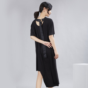 <span class=keywords><strong>Ebay</strong></span>-vestido de verano con espalda descubierta para mujer, camiseta de manga corta con dobladillo Irregular y cuello redondo, cinta con bloqueo de Color, novedad de 2022 - Product Image 2