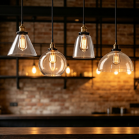 Suspension nordique vintage en verre simple, lampe décorative de style industriel pour salle à manger, magasin de vêtements, centre commercial, comptoir de bar et café
