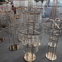 Grande décoration de mariage bling cristal doré à 5 étages cerceau floral en métal en laiton pièce maîtresse avec bases