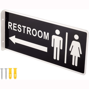 Nhà sản xuất tùy chỉnh hai mặt kim loại nhà vệ sinh dấu hiệu, nhôm phòng tắm dấu hiệu cho nhà và văn phòng - Product Image 5