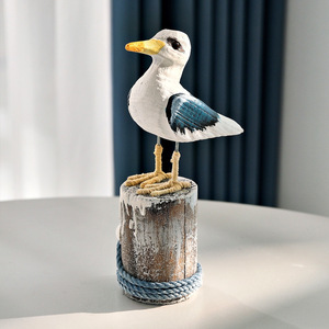 Figura de Gaviota Estilo Mediterráneo, Decoración de Madera de Pino para Dormitorio, Adorno para Habitación Infantil, Pieza Individual - Product Image 2