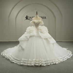 Robes de mariée Jancember GT26008 Royal Boat Neck Ruffle 3d Flower pour femmes - Product Image 1