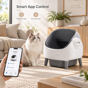 Arenero Autolimpiable Automático Más Vendido <span class=keywords><strong>con</strong></span> Sensor <span class=keywords><strong>de</strong></span> Seguridad Doble y Control por App, Gris y Blanco, Bolsas <span class=keywords><strong>de</strong></span> Basura <span class=keywords><strong>de</strong></span> Plástico Incluidas - Product Image 2