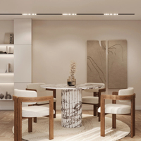 Table à manger ronde Kumusi Furniture Lorenzo Calacatta Viola avec base cannelée
