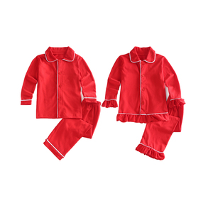 Pijamas de Algodón para Niños, Color Sólido, Ropa de Dormir Navideña para Niñas, Invierno, Sin Pedido Mínimo - Product Image 1