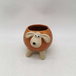 Sheep Shaped Plants <strong>Flower</strong> <strong>Pots</strong> <strong>Ceramic</strong> Sandy Clay Speckled Material Decorative Round <strong>Pots</strong> With Four Holder - Product Image 5