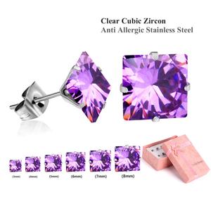 ชุดต่างหูประเภทต่างหูเพทายผู้หญิงพร้อมต่างหูเพชรสี่เหลี่ยม - Product Image 2