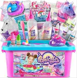 Toysrunner Fluffy Galaxy Unicorn Foam Slime <b>Kit</b> with Glowing Stress Relief for Unisex Ages 8+ - Product Image 1